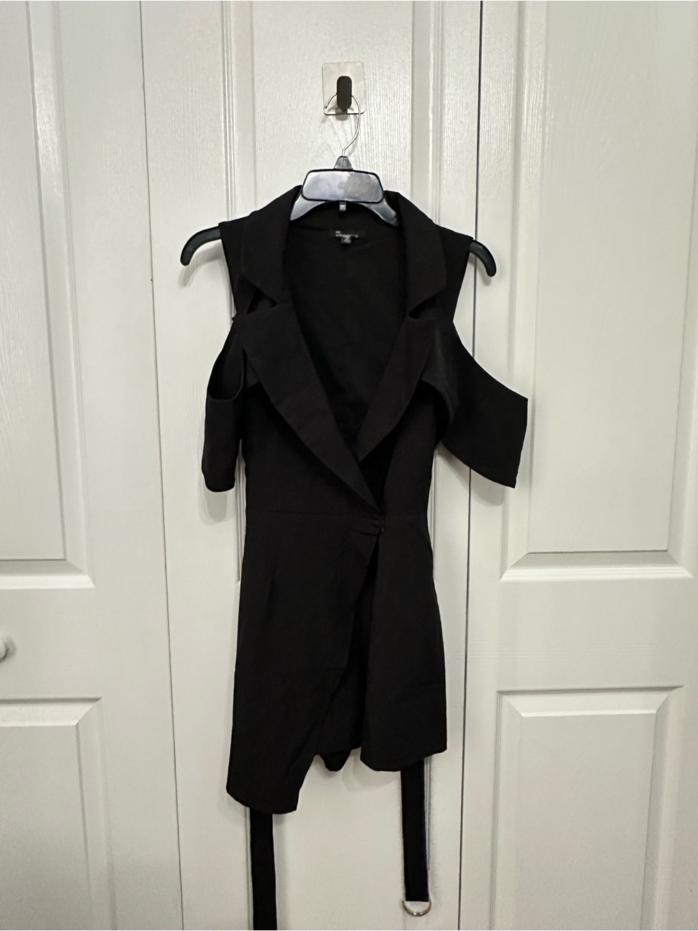 Black Cold-Shoulder Blazer Romper